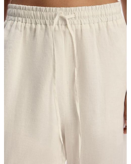 12 STOREEZ White Drawstring Linen Trousers