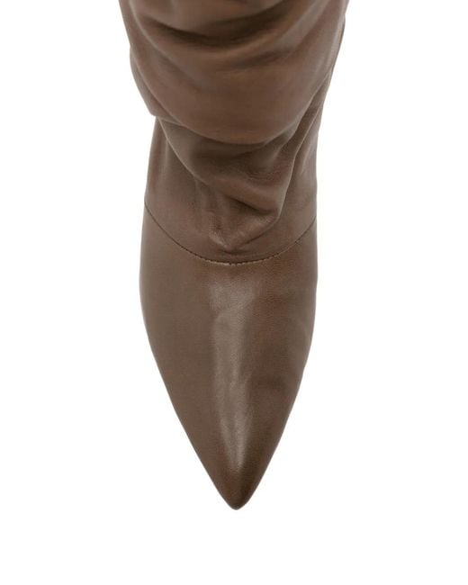 Liska Brown Slouchy Pointed-Toe Boots