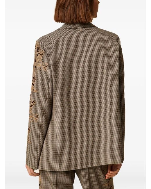 Twinset Brown Blazer À Motif Pied-De-Poule