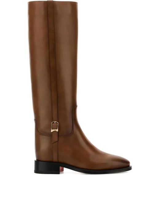 Santoni Brown Mandy Buckle-Detail Knee-High Boots