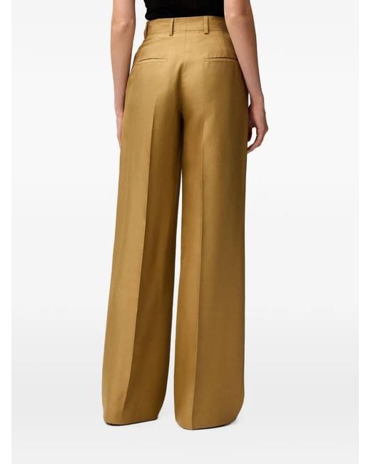 RETORI Natural Pleated Silk Trousers