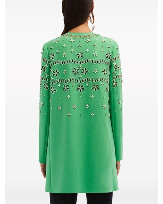 Oscar de la Renta Green Crystal-embellished Jacket