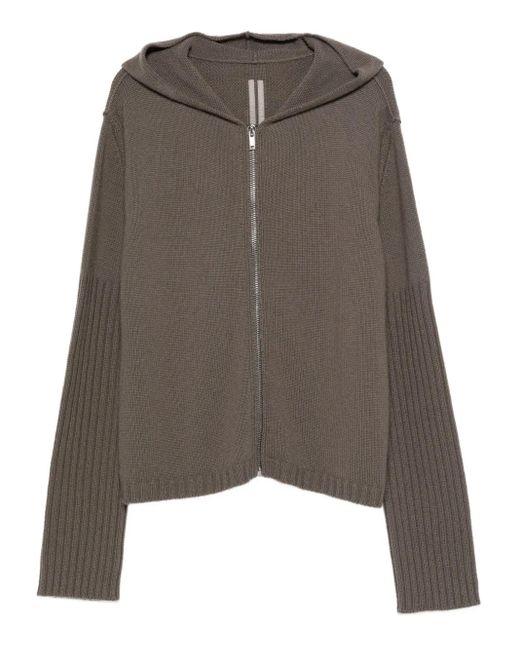 Cardigan Con Polisini A Coste E Cappuccio di Rick Owens in Brown da Uomo