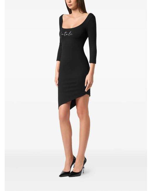 philipp plein black dress PHILIPP PLEIN Black High Neck Open Back Crystal Embellished Dress UK S –  Reliked main image 0