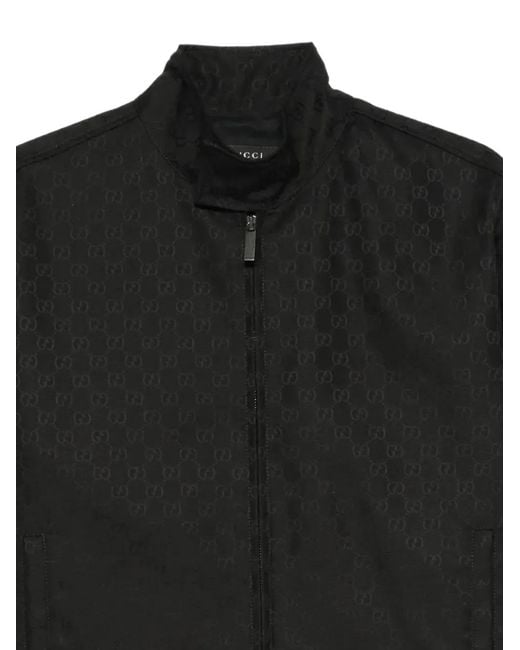 Gucci Black Gg-Monogram Zip-Up Jacket