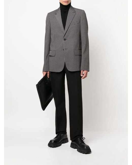 Valentino Garavani Black Geometric-Pattern Print Blazer for men