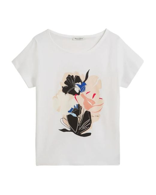 Marc O' Polo White Floral-Print T-Shirt