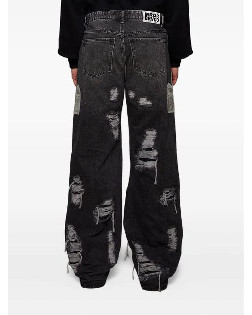 Jeans A Gamba Ampia Con Effetto Vissuto di Who Decides War in Gray da Uomo