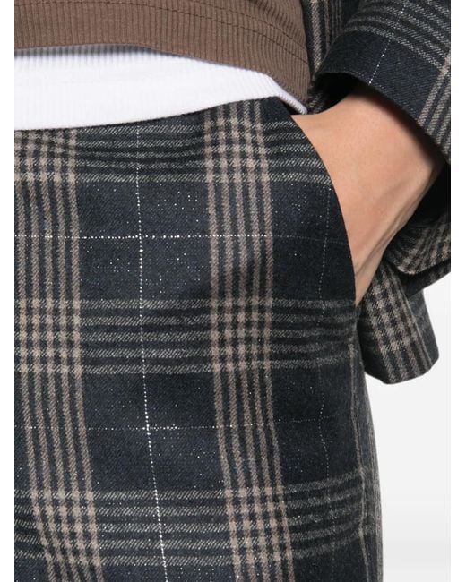 Peserico Gray Check-Pattern Trousers