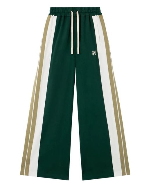 Palm Angels Women's Green Monogram Side-Panel Track Pants