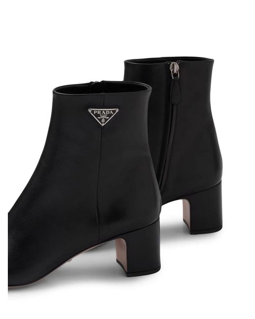 Prada Black Stiefeletten Mit Logo-Schild