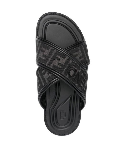 Fendi Black Fabric Sandals for men