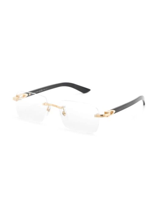 Cartier White Logo-Plaque Rectangle-Frame Glasses