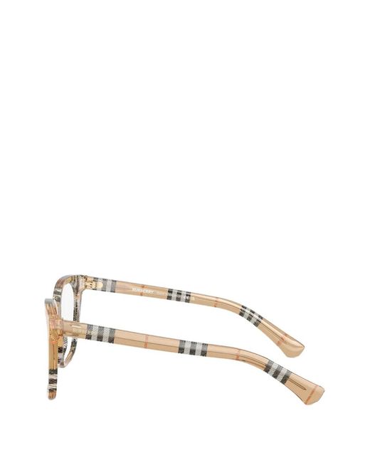 Burberry Metallic Check-Pattern Square-Frame Glasses