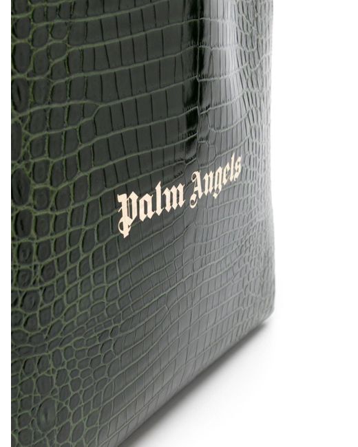 Palm Angels Black Logo-appliqué Leather Tote Bag
