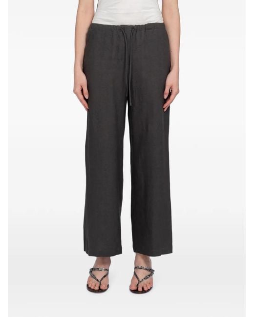 Amomento Black Drawstring Linen Trousers