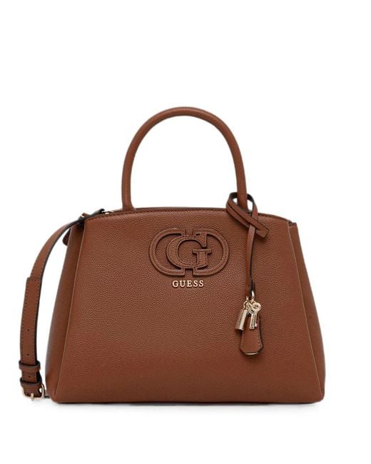 Guess Brown Isola Logo-Plaque Top-Hand Bag