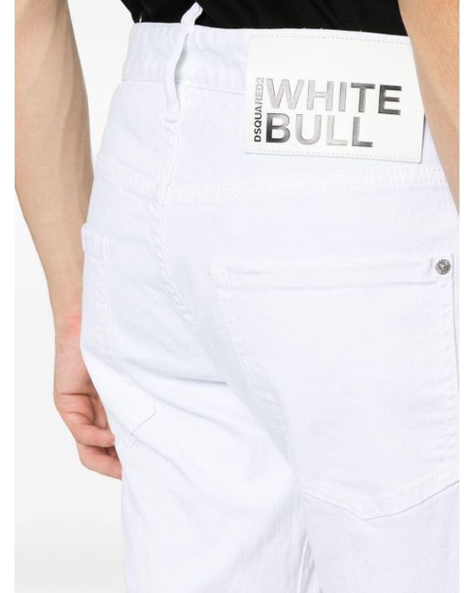 DSquared² White Optical Stretch-Cotton Denim Jeans for men