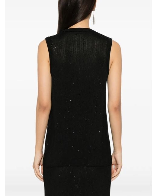 Tom Ford Black Sequin-Embellished Ribbed Tank Top