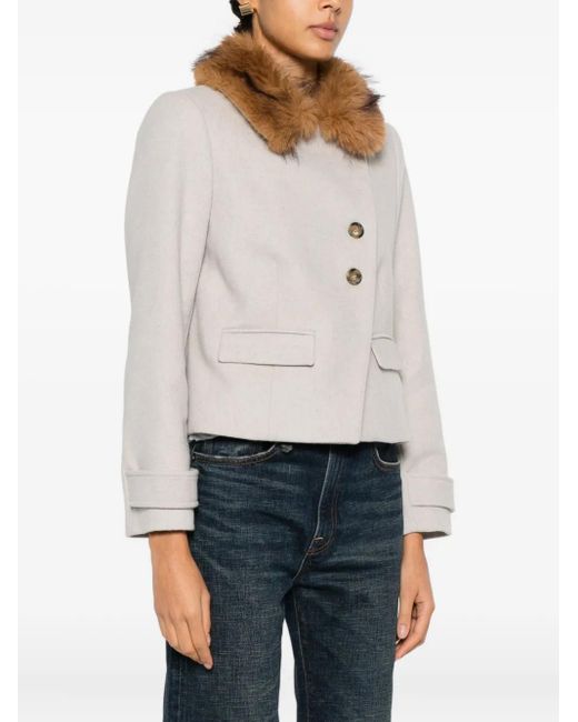 Ba&sh White Terry Button-Fastening Coat