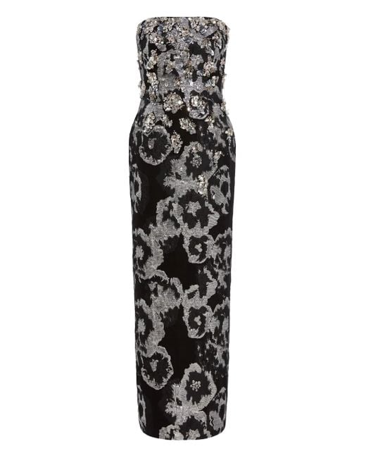 Jenny Packham White Floral-Jacquard Maxi Dress