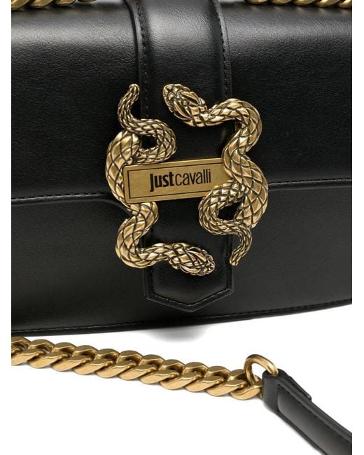 Just Cavalli White Snake-Detail Shoulder Bag