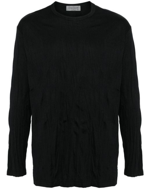Yohji Yamamoto Black Creased Long-sleeved T-shirt for men
