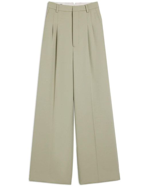 AMI White Wide-leg Tailored Wool Trousers