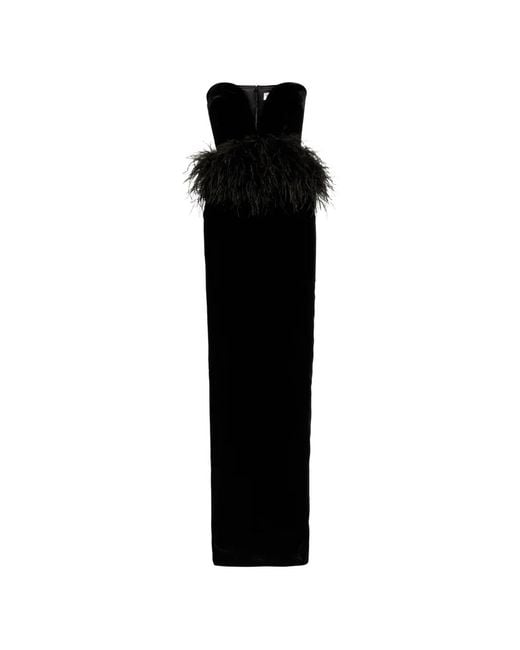 The New Arrivals Ilkyaz Ozel Black Sienna Feather Strapless Maxi Dress