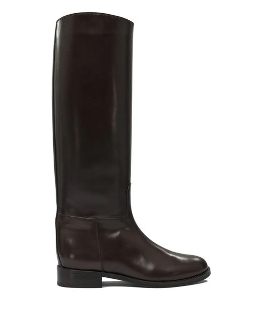 MARETTO® Black Leather Knee-High Boots