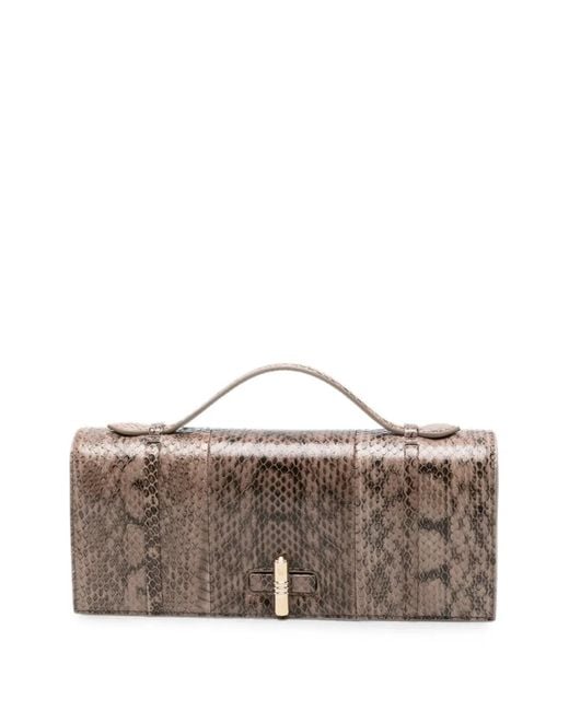 Malone Souliers Brown May Snake-Effect Leather Tote Bag