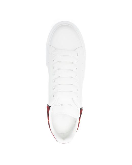 McQueen White Oversized Tartan-Detail Lace-Up Sneakers