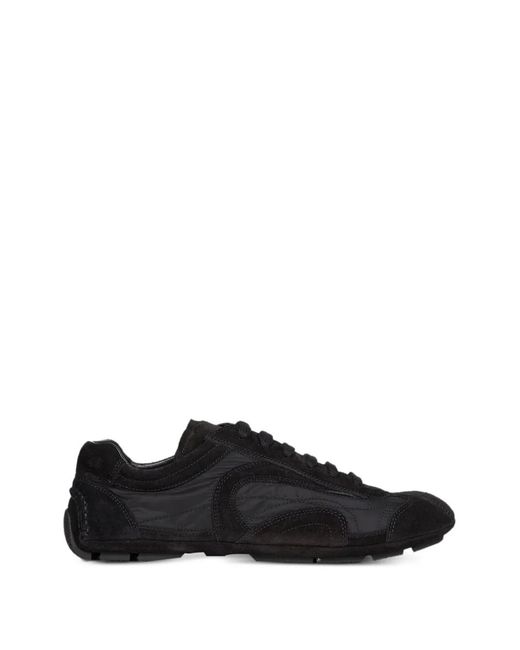 Prada Black Suede-Panelled Sneakers for men
