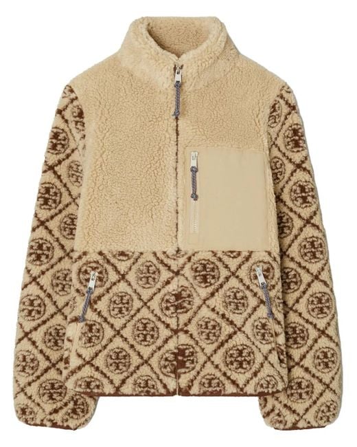 Tory Burch T モノグラム フリースジャケット Natural