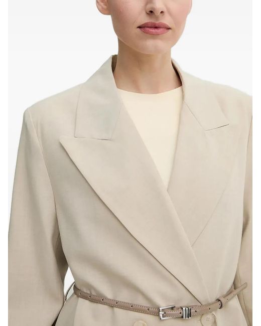 Isabelle Blanche White Belted Double-Breasted Coat