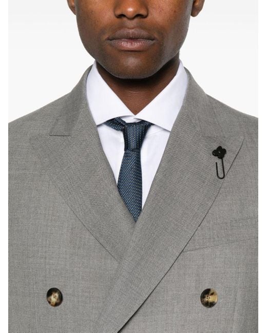 Lardini Gray Double-breasted Wool Suit for men