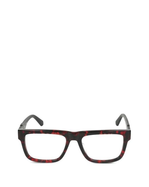 Calvin Klein Black Tortoiseshell-Effect Rectangle-Frame Glasses