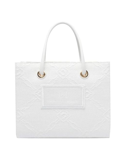 Elisabetta Franchi White Tote Bag Mit Logo-Applikation