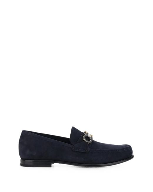 Ferragamo Blue Gancini Loafers for men