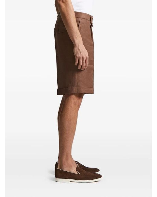 Peserico White Pleated Linen Shorts for men