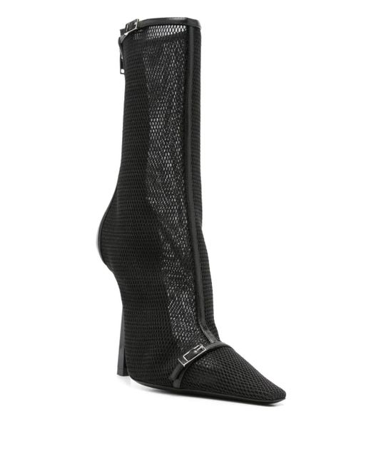 Saint Laurent Black 115Mm Oxalis Mesh Pointed Boots