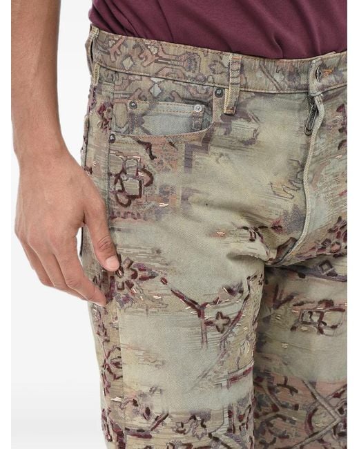 Off-White c/o Virgil Abloh Gray Tapestry-Print Jeans for men