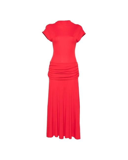 Semicouture Red Robe À Détails Drapés