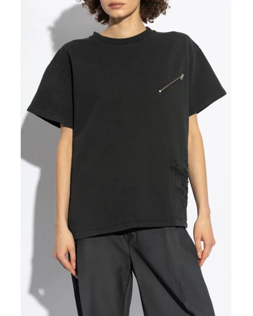 MM6 by Maison Martin Margiela Black Zip-Pocket T-Shirt
