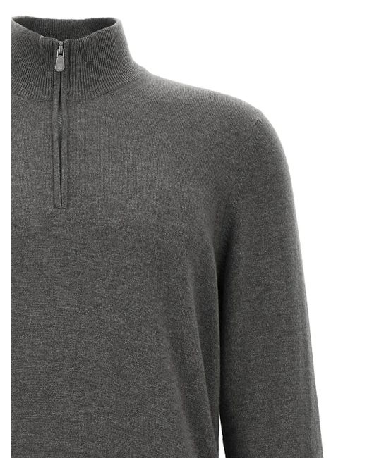 Brunello Cucinelli Gray Cashmere Turtleneck Sweater for men