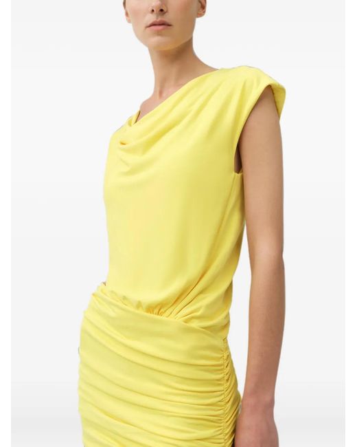 Jonathan Simkhai Yellow Nyla Draped Braided-Hem Mini Dress