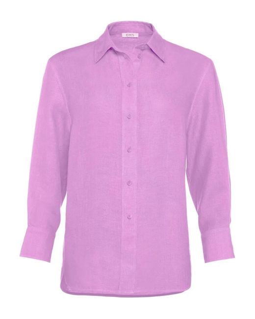 Eres Pink Mignonette Button-Down Linen Shirt
