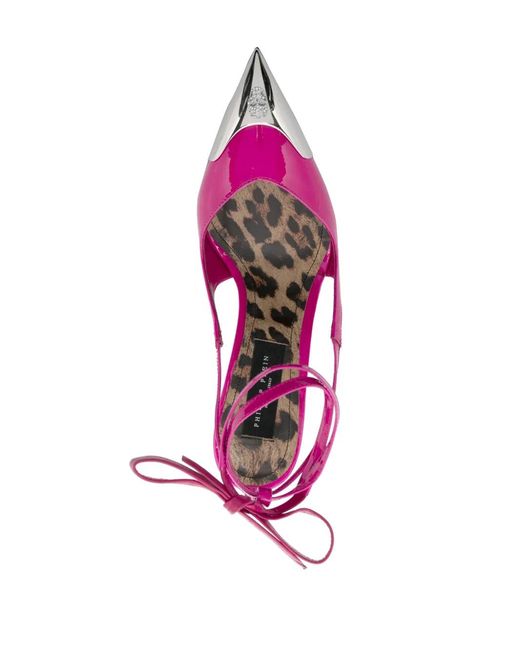 Philipp Plein Pink Crystal Skull 105Mm Leather Pumps
