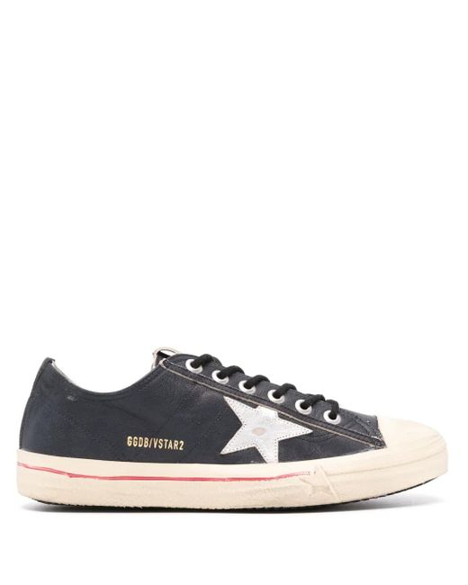 Golden Goose Deluxe Brand Blue V-Star Distressed-Effect Leather Sneakers for men