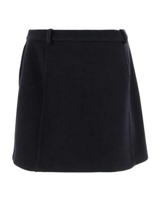 Jil Sander Black Herringbone Wool Mini Skirt